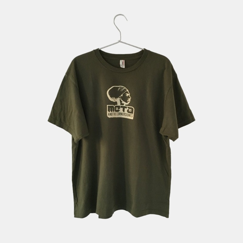 Buy online Unisex green t-shirt regular fit with logo of the Meta and the Cornerstones