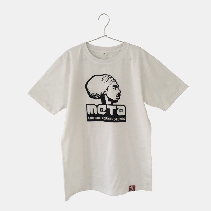 Buy online Unisex white t-shirt regular fit with logo of the Meta and the Cornerstones